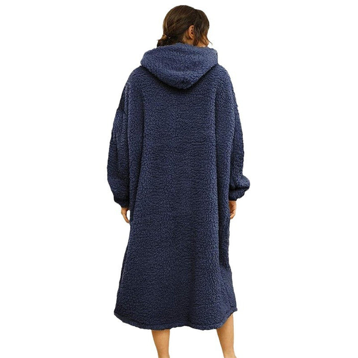 Men's cozy fleece bathrobe with hood and pockets Lune London