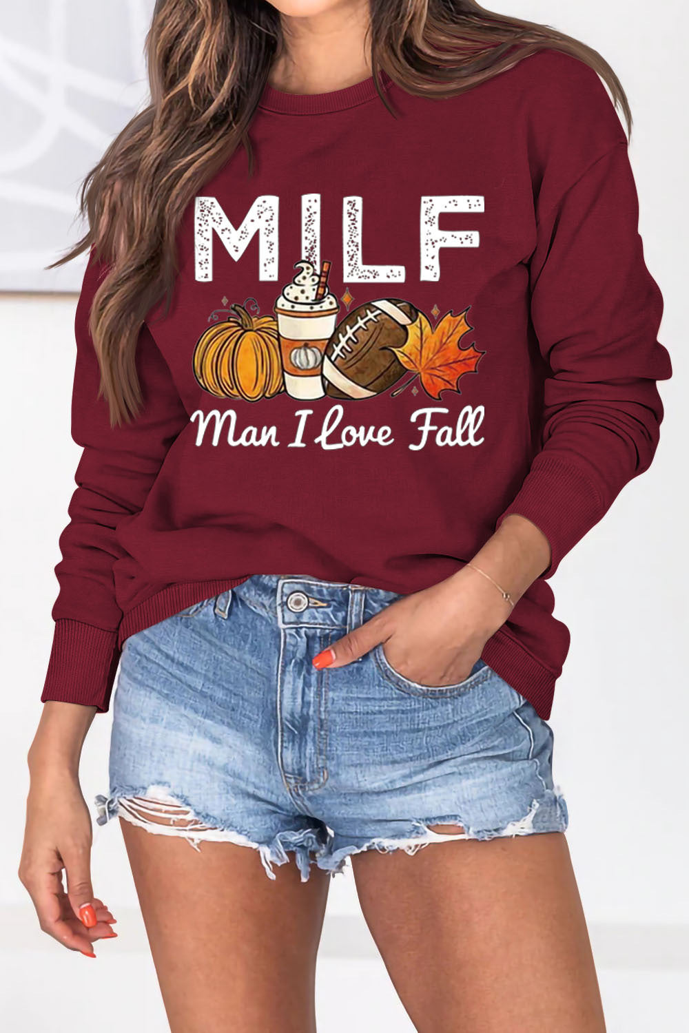Sweatshirt pour femmes avec motif essence automnale et lettrage inspirant Chic & Stil