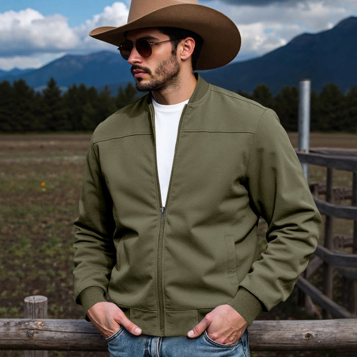 Trendy bomber jacket for men in high-quality synthetic leather and with elastic cuffs Lune London