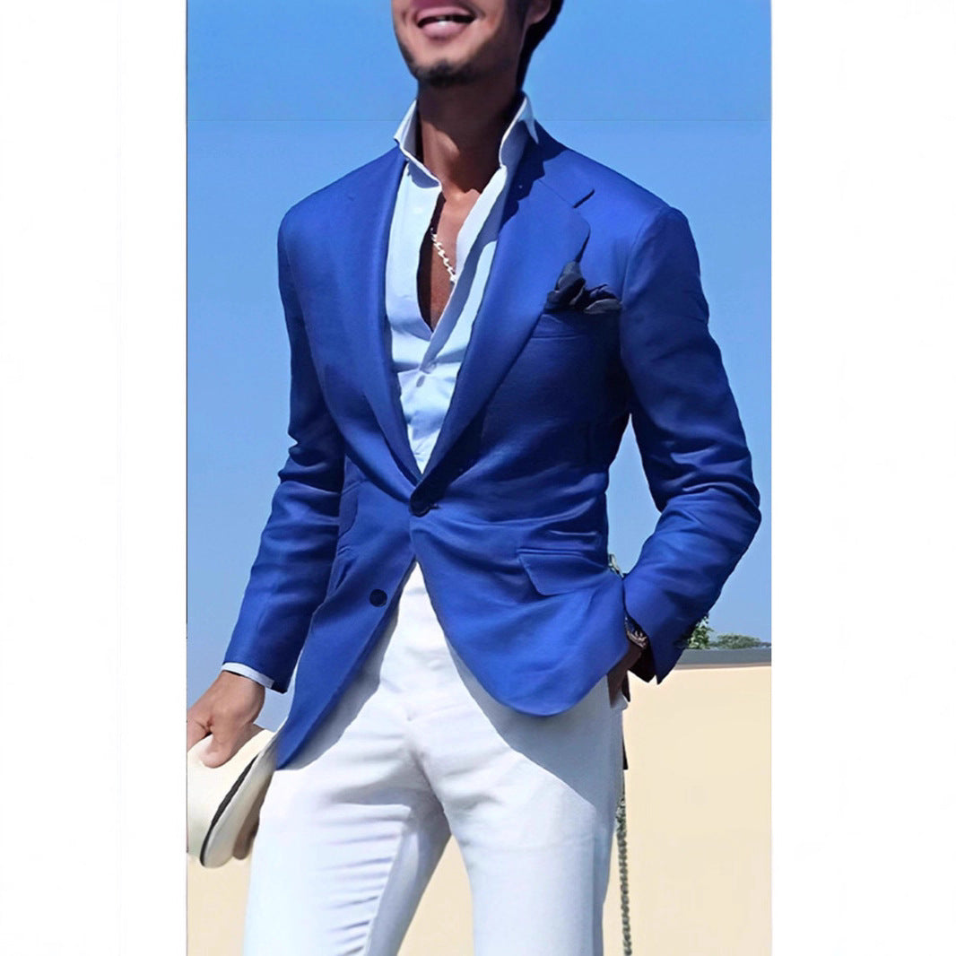 Men's Elegant Linen Blazer with Modern Cut and Textured Fabric Lune London