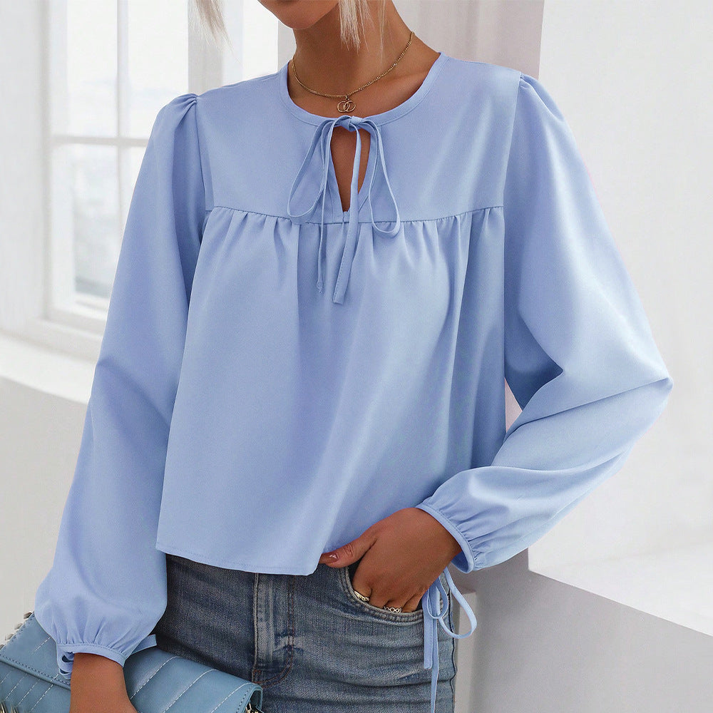Blouse woman with decorative tie and relaxed fit Chic & Stil