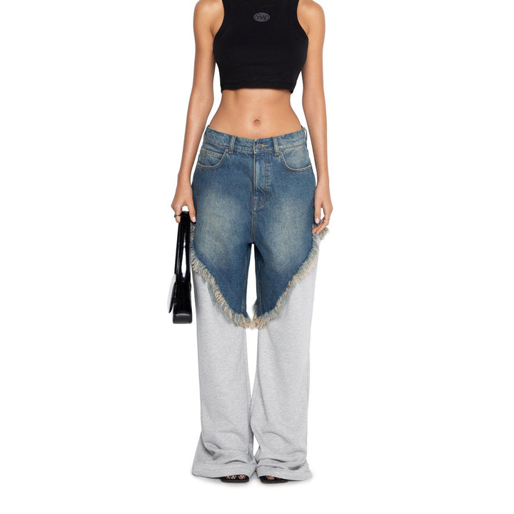 Oversized jeans for women with unique fringe details and a modern cut Lune London