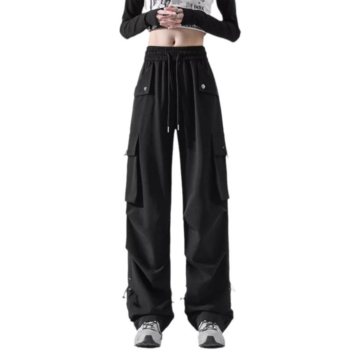 Women's Fashion Cargo Pants with Side Pockets and Adjustable Waist