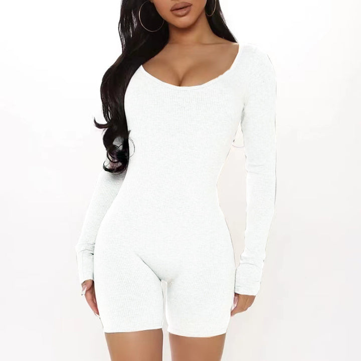 Fitted jumpsuit for women with long sleeves and V-neck Lune London