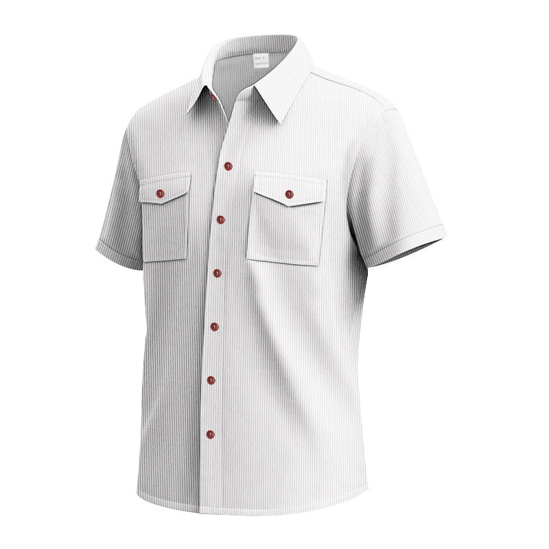Short sleeve shirt for men with a practical striped pattern and two chest pockets Lune London