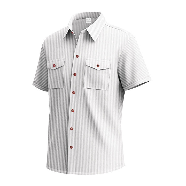 Short sleeve shirt for men with a practical striped pattern and two chest pockets Lune London
