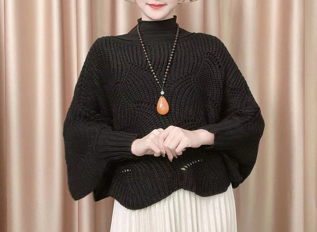 Pull en tricot aéré pour femme avec motif de trous Chic & Stil
