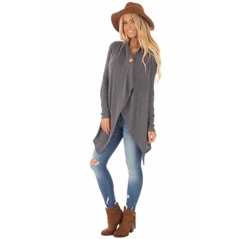 Women's wrap jacket with asymmetrical cut and leather accents Lune London
