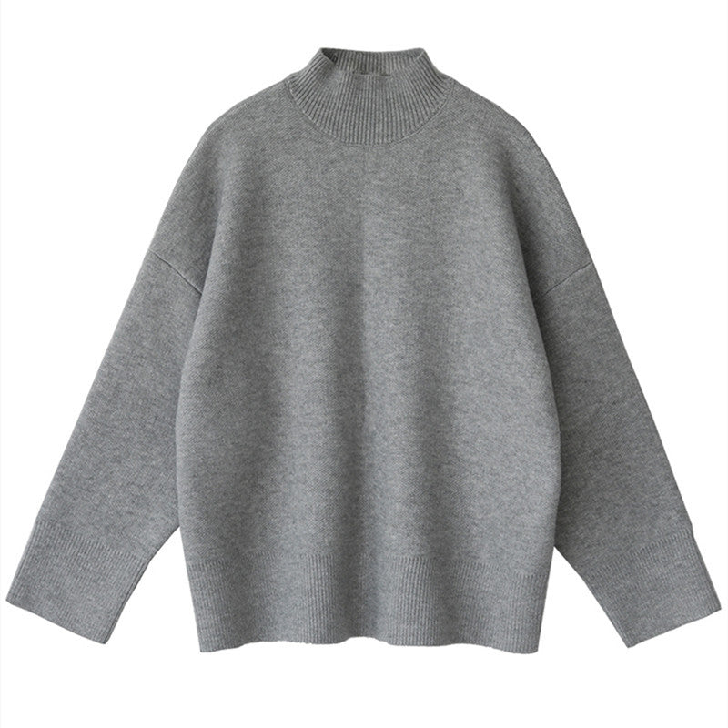 Sweater en maille épaisse pour femmes avec col roulé haut et épaules tombantes Chic & Stil