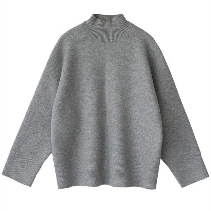 Sweater en maille épaisse pour femmes avec col roulé haut et épaules tombantes Chic & Stil