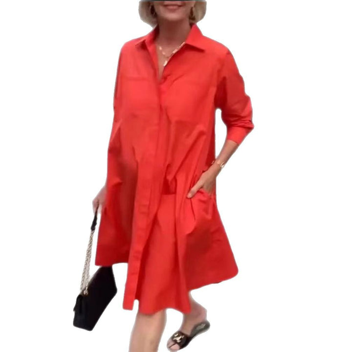 Robe chemise pour femmes dans une coupe A-line décontractée avec des poches pratiques Chic & Stil