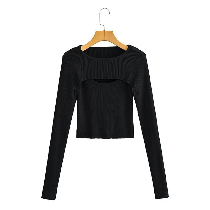 Crop Top à Manches Longues pour Femme avec Design Découpé Sophistiqué Chic & Stil