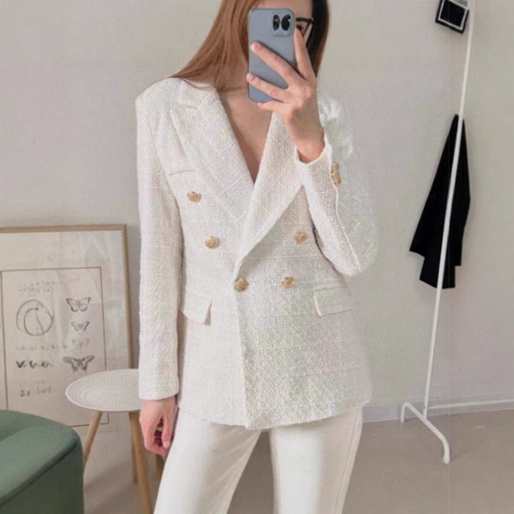 Tweed blazer jacket for women with double-breasted buttons and elegant cut Lune London