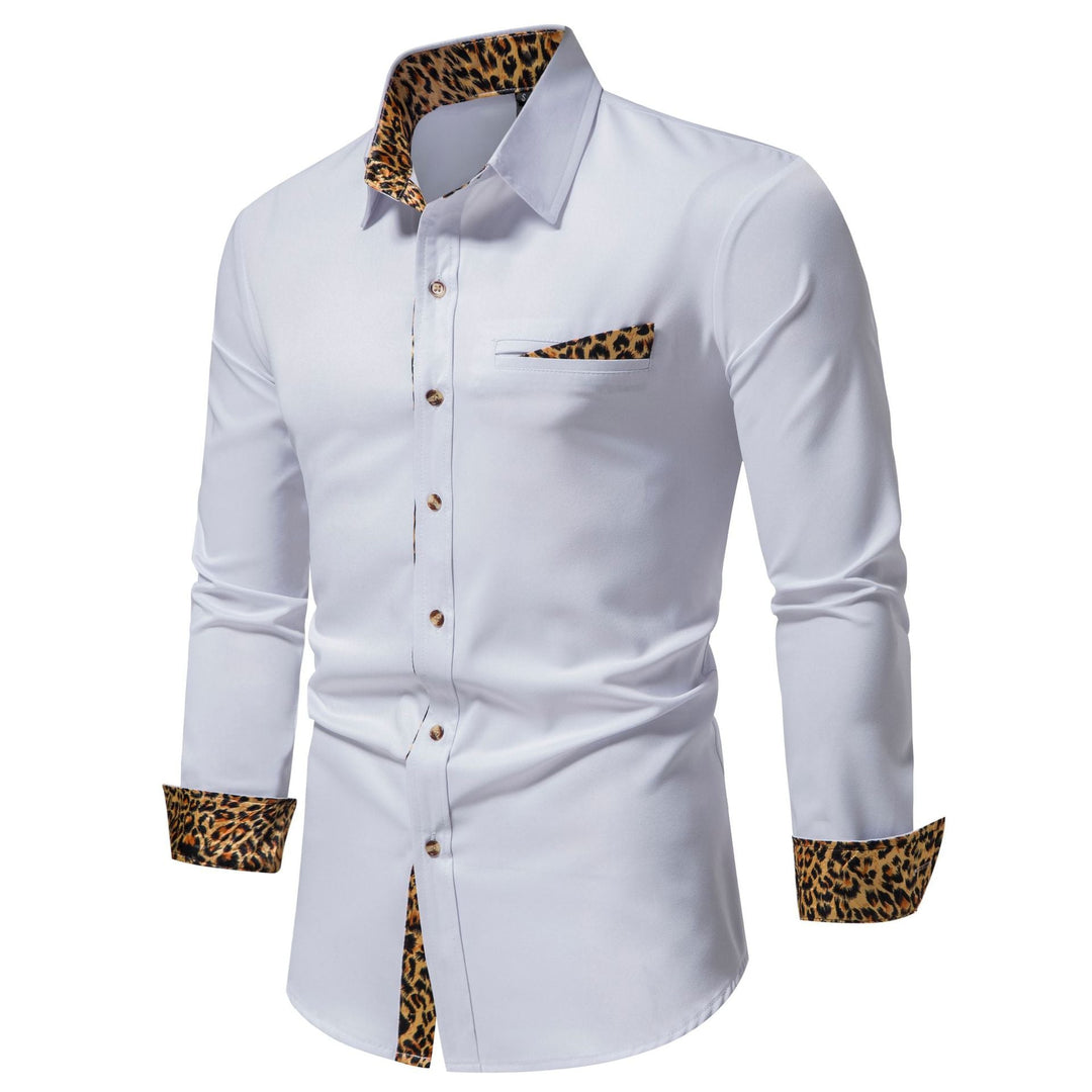 Men's Elegant Long-Sleeve Shirt with Leopard Print Lune London