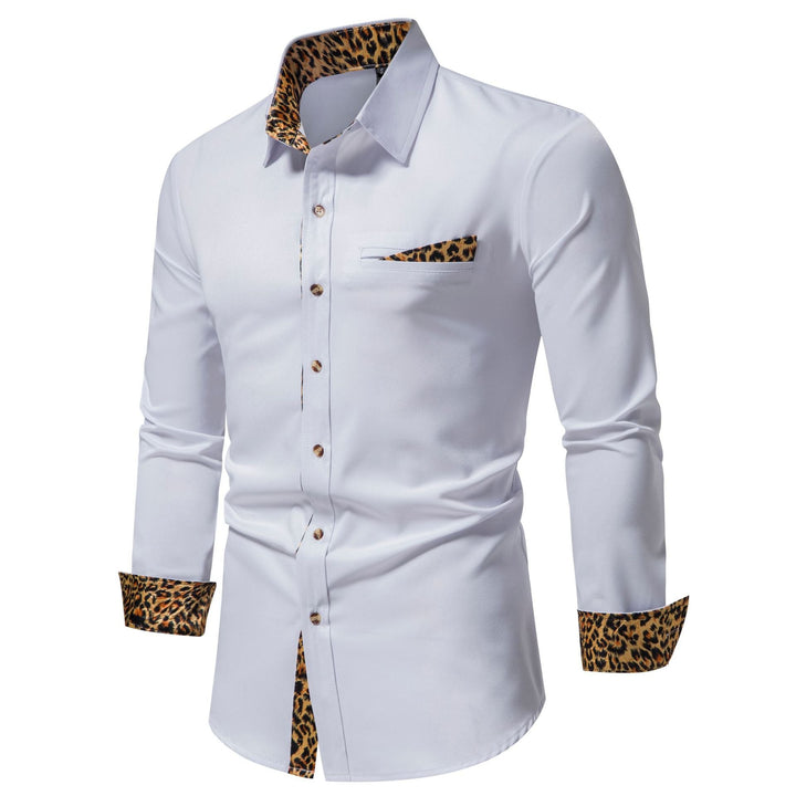Men's Elegant Long-Sleeve Shirt with Leopard Print Lune London