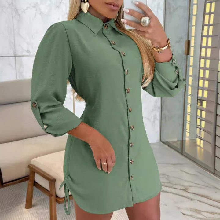 Button-up shirt dress for ladies with feminine cut and ruffle details Lune London