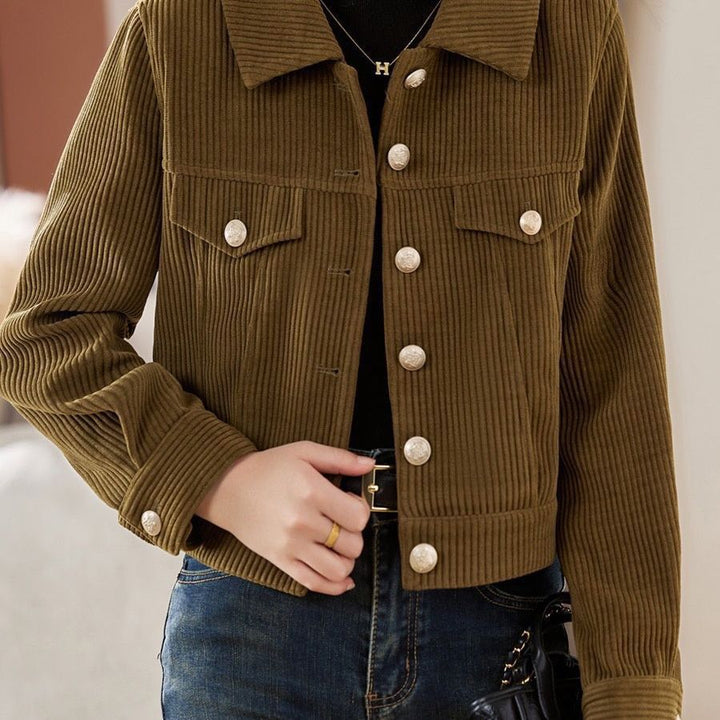 Veste en velours côtelé pour femmes avec boutons décoratifs Chic & Stil