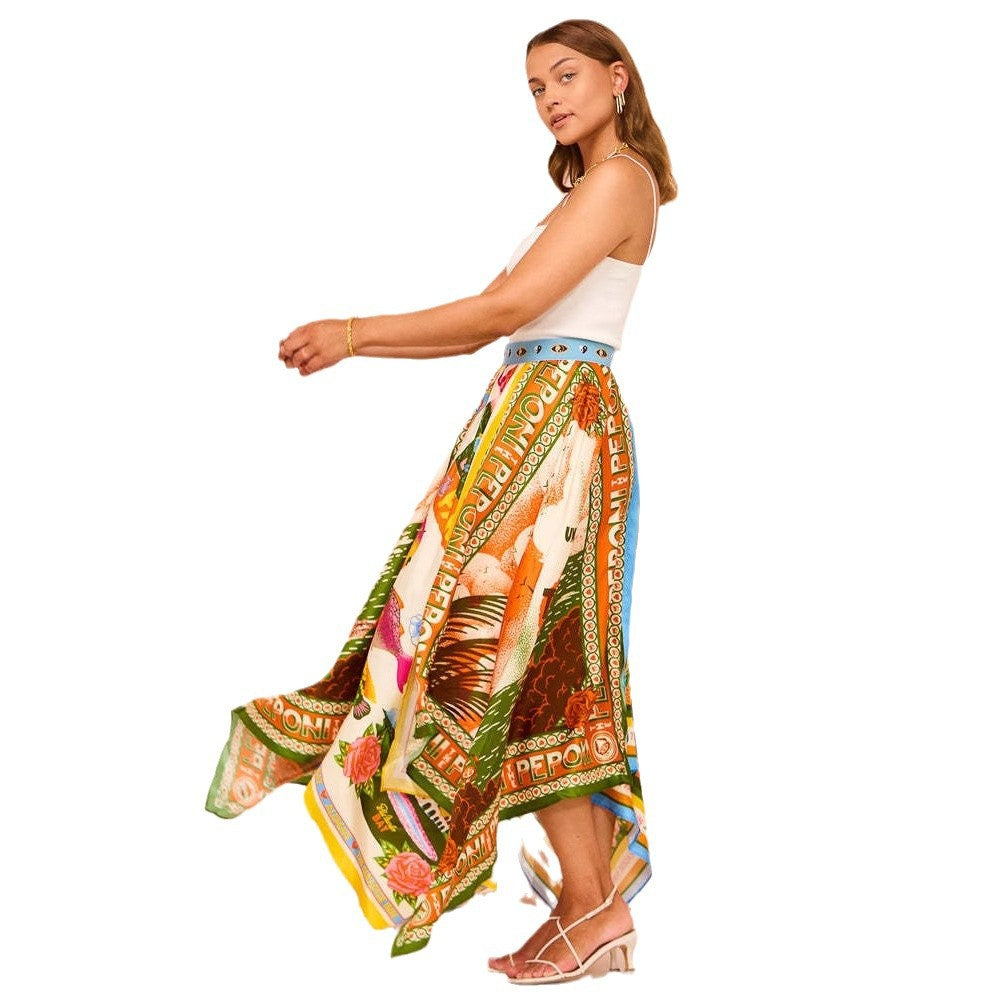 Maxi Skirt for Women with Colorful Print and Chic & Stylish Flowing Cut