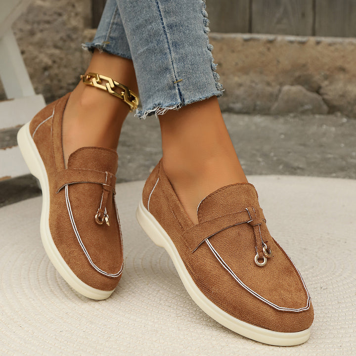 Lune London trendy women's loafers with gold accents