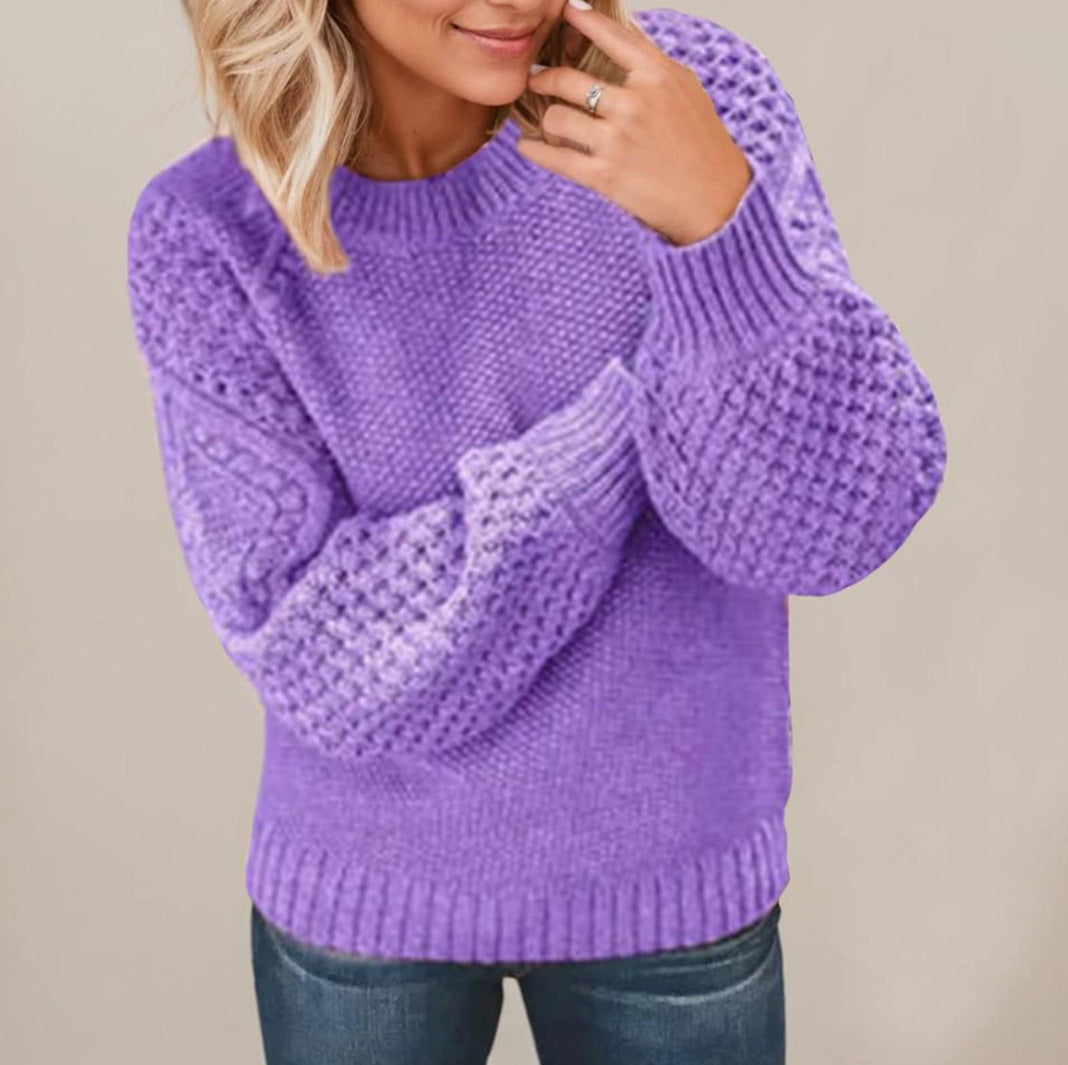 Chunky knit sweater for women with voluminous sleeves and a textured design Lune London