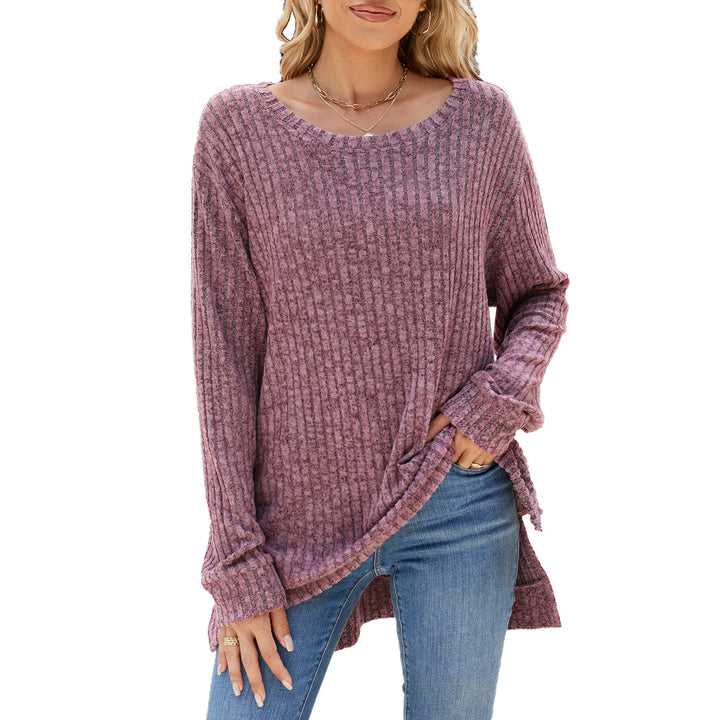 Lune London Ribbed Velvet Long Sleeve Casual T-Shirt for Women