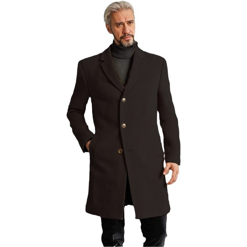 Men's Elegant Long Coat with Trendy Buttons and High-Quality Fabric Lune London