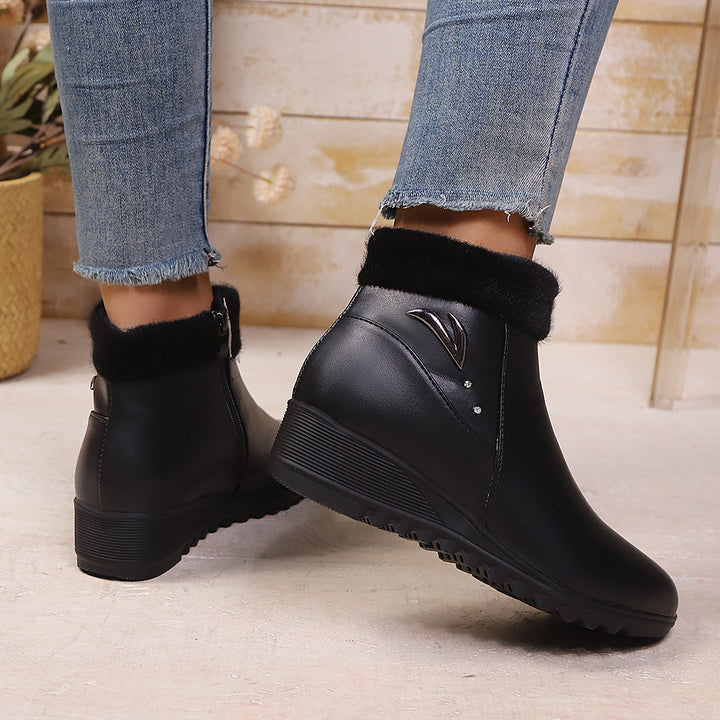 Wedge heel boots for women with soft inner lining and stylish zipper Lune London