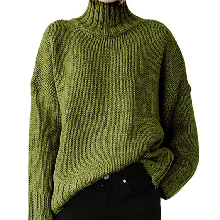 Ladies thick knit pullover with high collar and relaxed fit Lune London