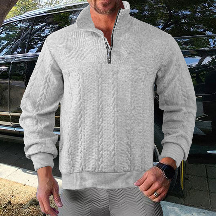 Pull-over zip pour homme avec design texturé Lune London