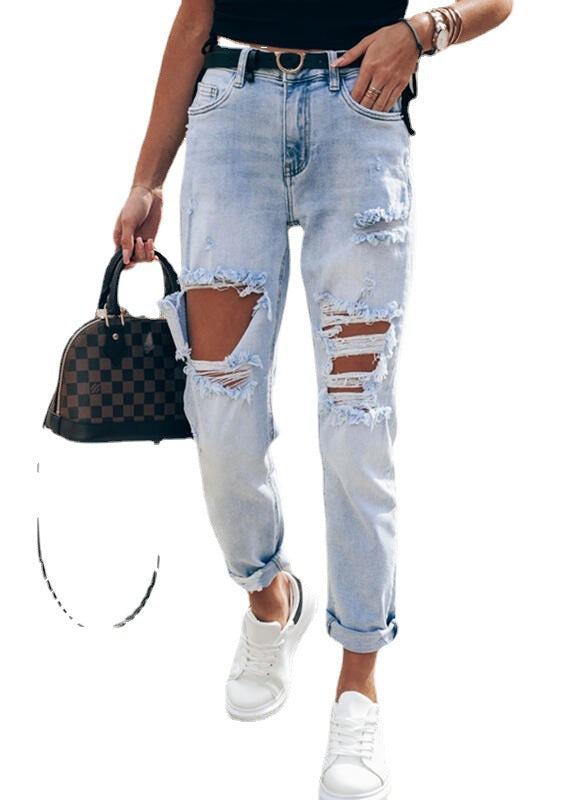 Lune London | Women's Ripped Boyfriend Jeans in Casual Vintage Style with High Waist