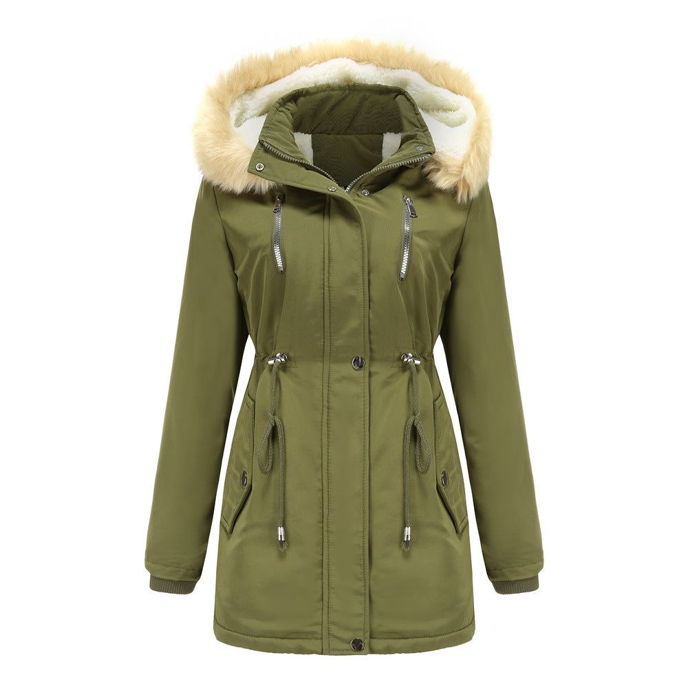 Ladies insulated winter jacket with removable faux fur collar Lune London