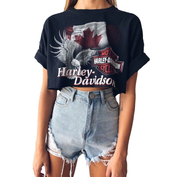 Short women's t-shirt with vintage graphic design Lune London