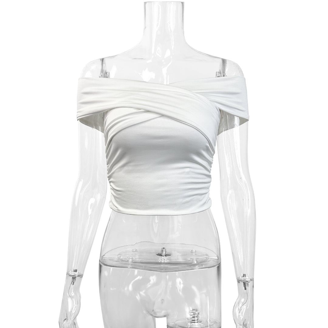 Women's off-the-shoulder top with elegant draping Lune London