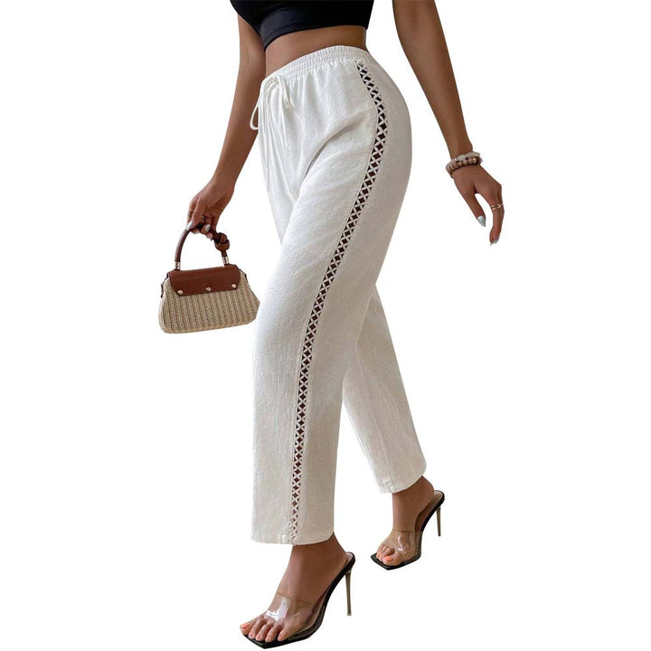 Pantalons larges en coton pour femmes avec détails de volants sur les côtés Chic & Stil
