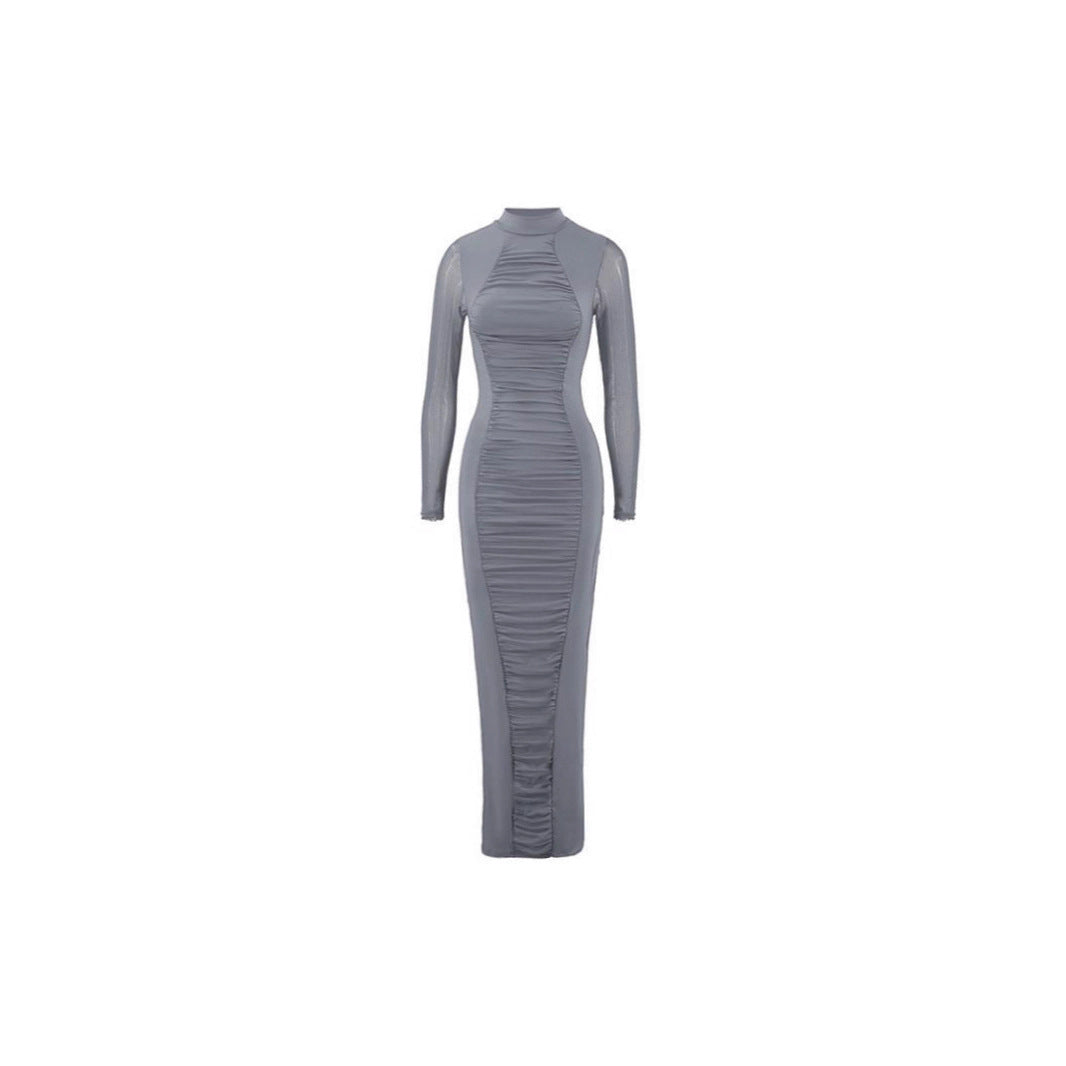 Maxi dress for women with a form-fitting cut and gathers Lune London