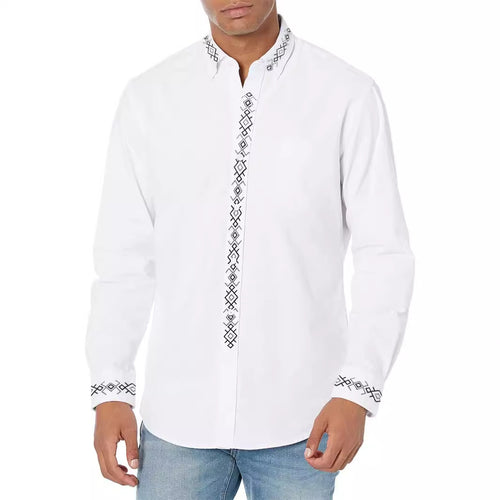 Elegant long-sleeve shirt for men with exclusive embroidered collar Lune London