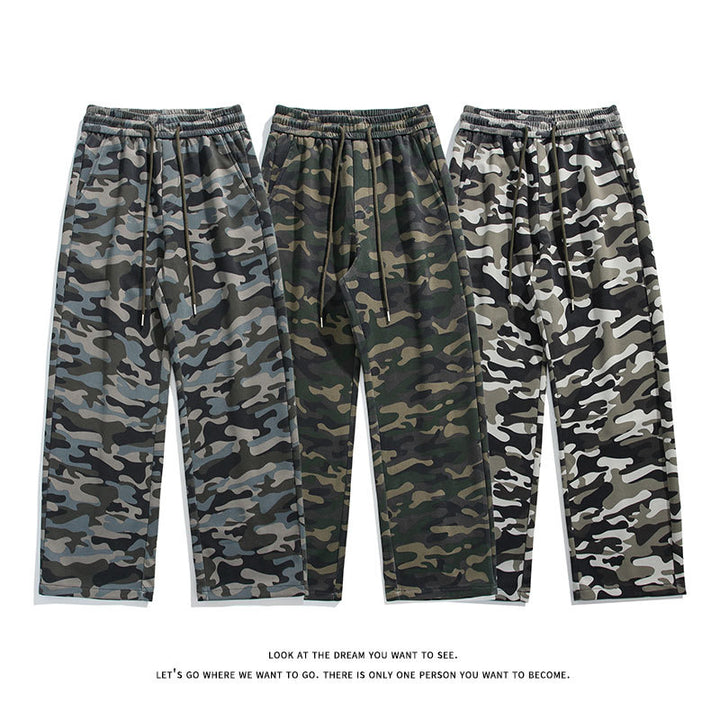 Casual cargo pants for women with drawstring and practical camouflage pattern Lune London