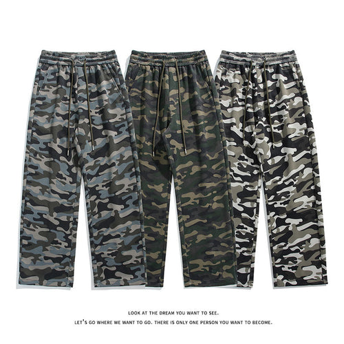 Casual cargo pants for women with drawstring and practical camouflage pattern Lune London