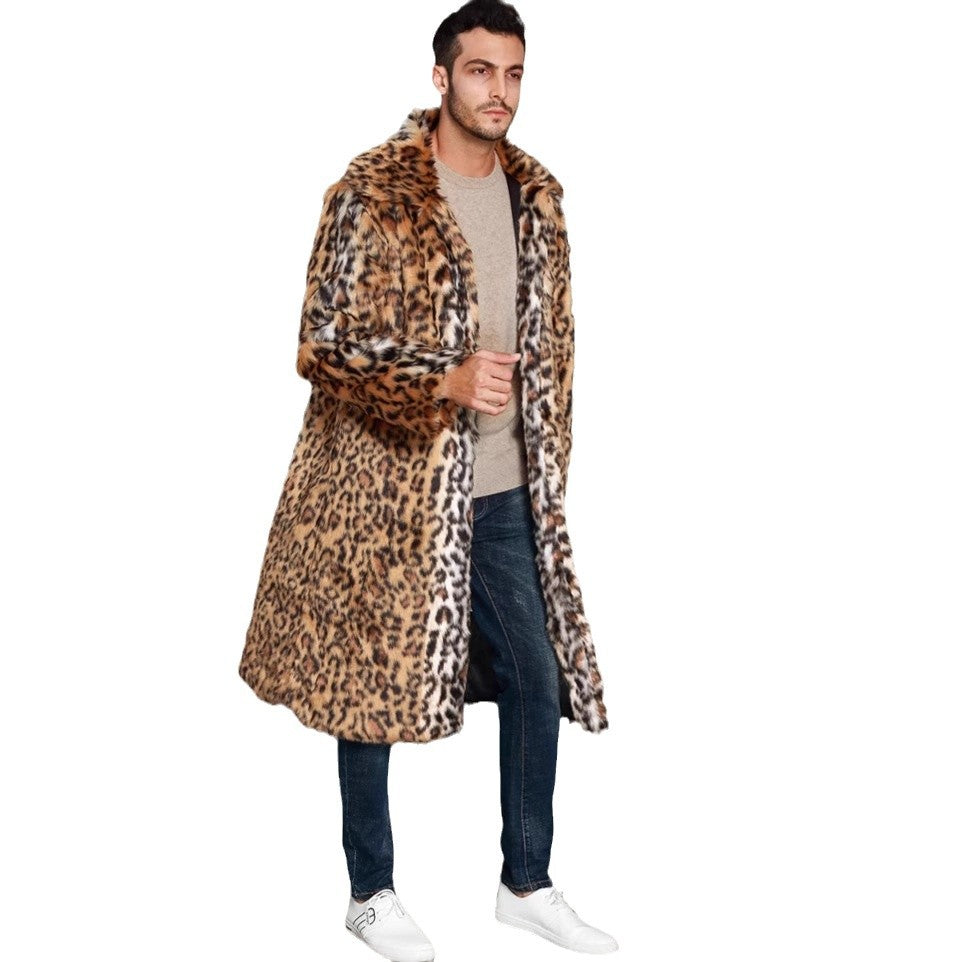 Men's elegant leopard fur coat with voluminous collar Lune London