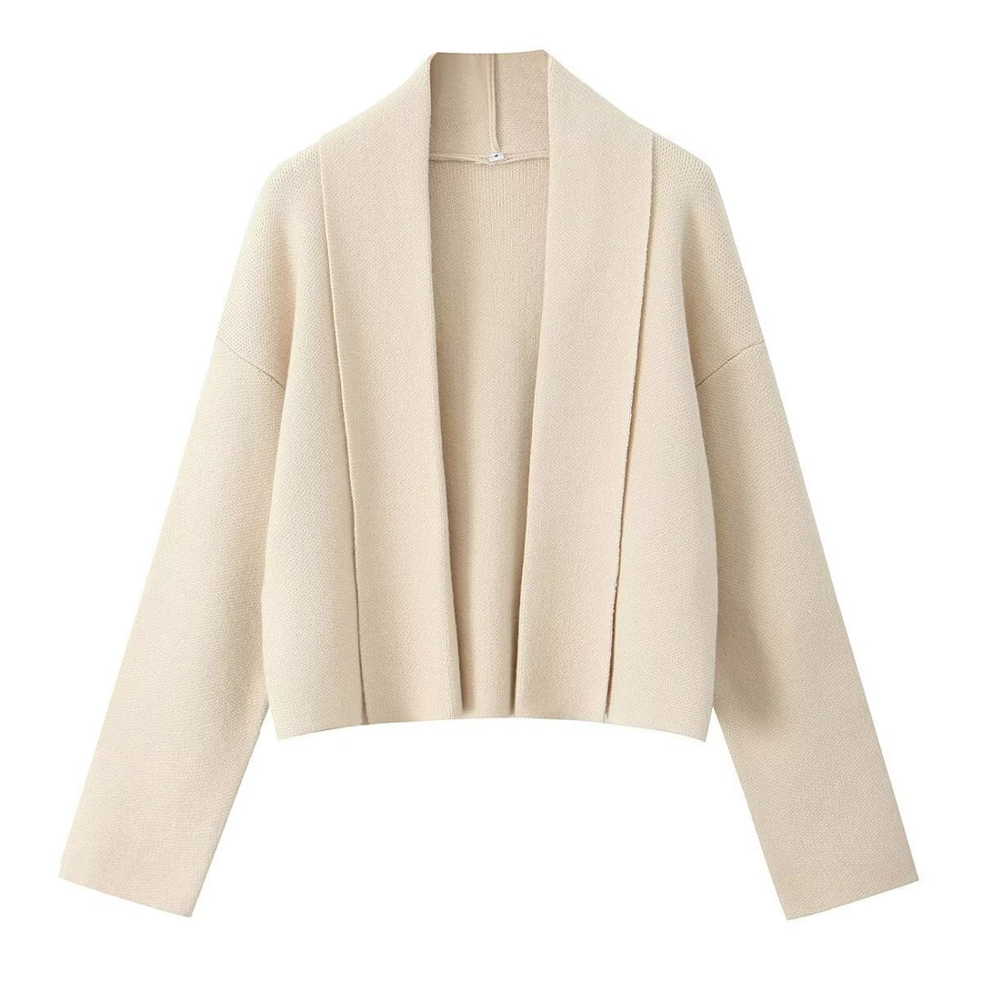 Casual knit jacket for women with an open design and a V neck Lune London