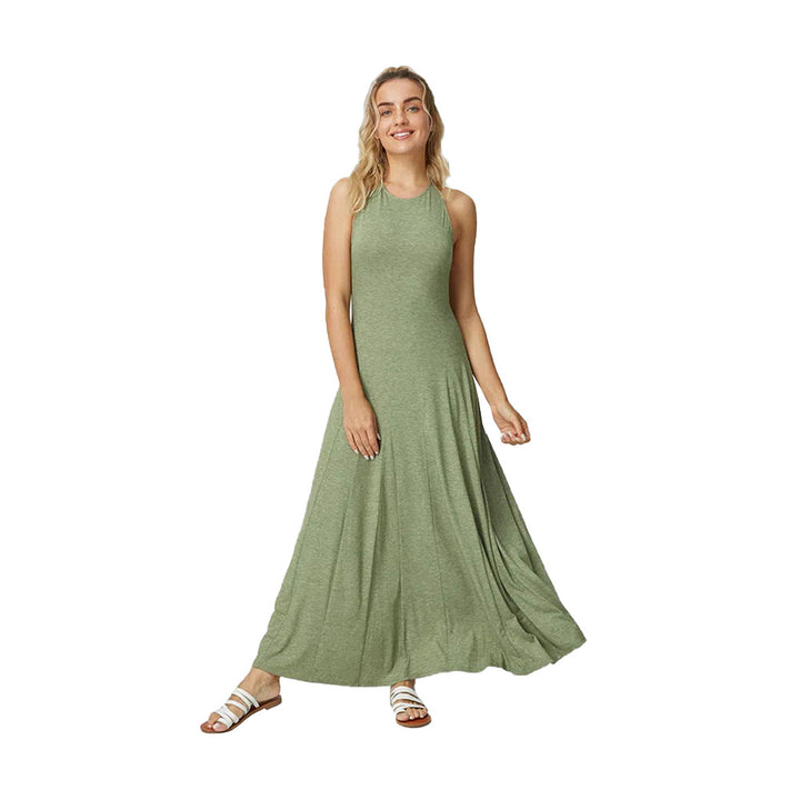 Robe maxi pour femmes avec coupe fluide et élégant col rond Chic & Stil