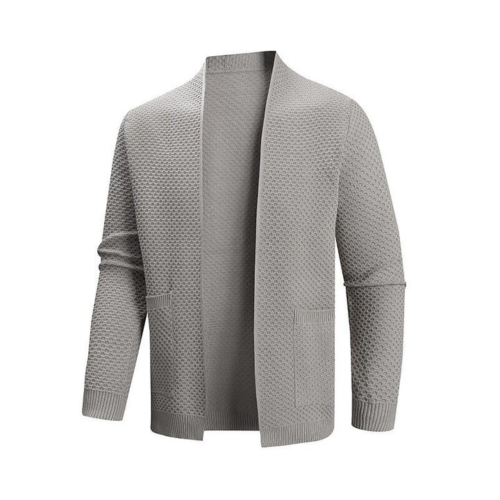 Men's knitted jacket with a modern texture pattern and practical pockets Lune London