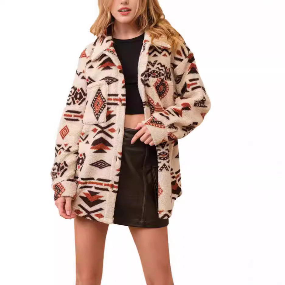 Soft overshirt jacket for women with ethnic design Lune London