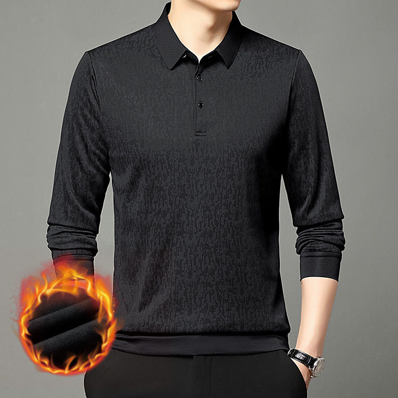 Men's long sleeve polo shirt with textured design and moisture-wicking fabric Lune London