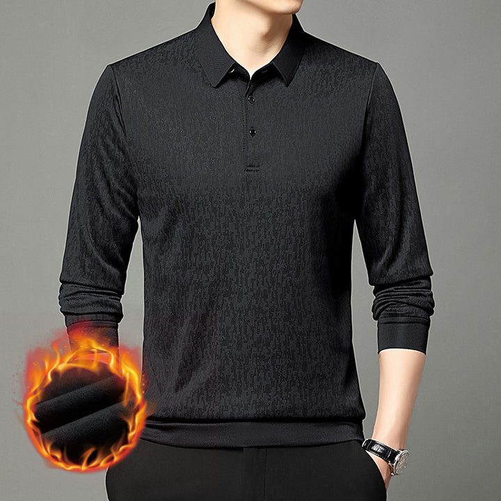 Men's long sleeve polo shirt with textured design and moisture-wicking fabric Lune London