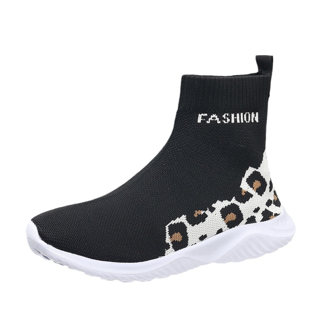 Ladies' modest sock sneakers with animal print and elastic upper Lune London