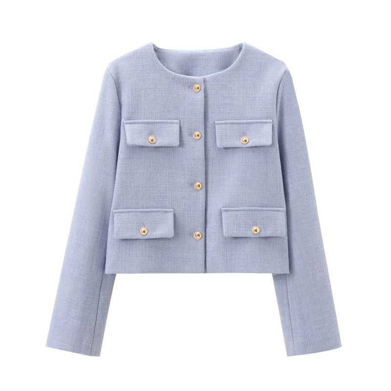 Trendy short jacket for women with decorative buttons and practical pockets Lune London