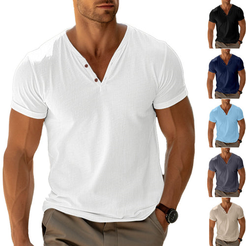 Casual Henley T-shirt for men with button placket and breathable fabric Lune London