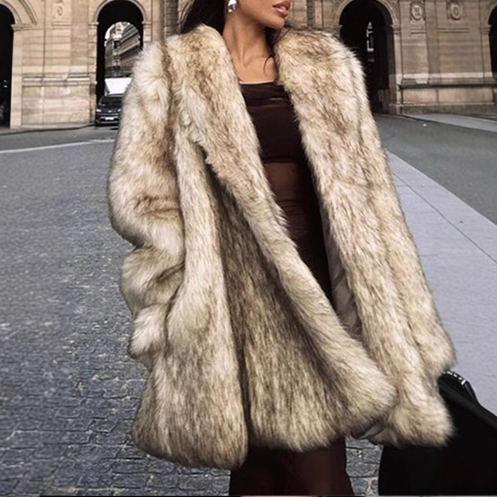 Ladies Comfortable Faux Fur Coat Lune London