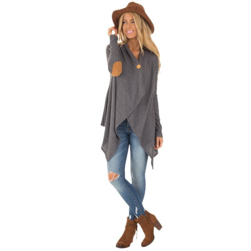 Women's wrap jacket with asymmetrical cut and leather accents Lune London